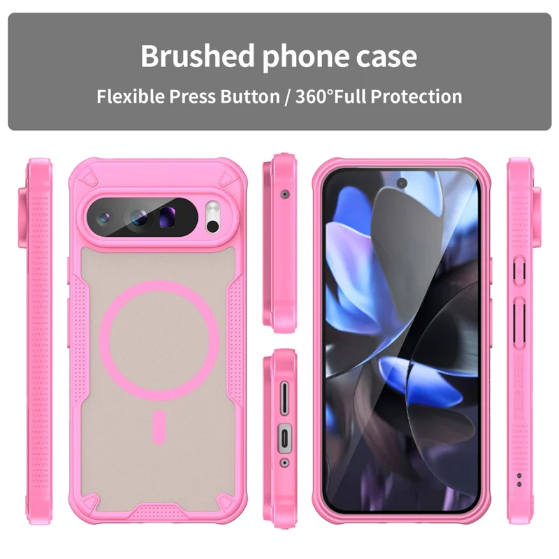 For Google Pixel 9 Pro XL Magnetic Case TPU + PC Phone Back Cover - Pink