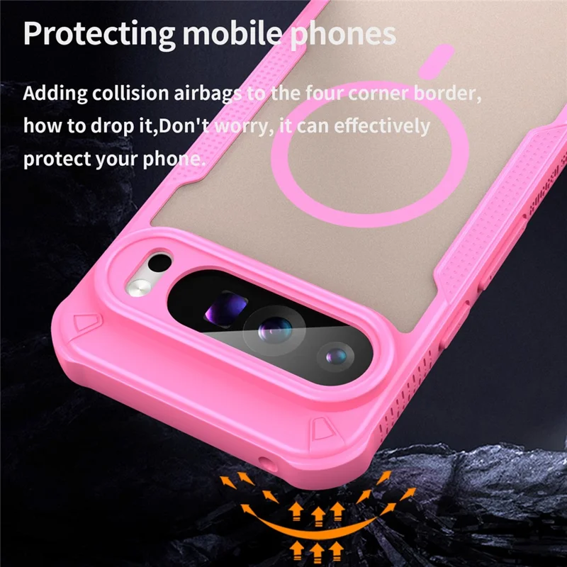 For Google Pixel 9 Pro XL Magnetic Case TPU + PC Phone Back Cover - Pink