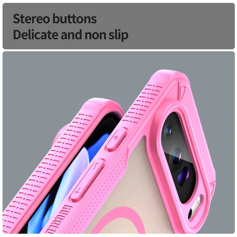 For Google Pixel 9 Pro XL Magnetic Case TPU + PC Phone Back Cover - Pink