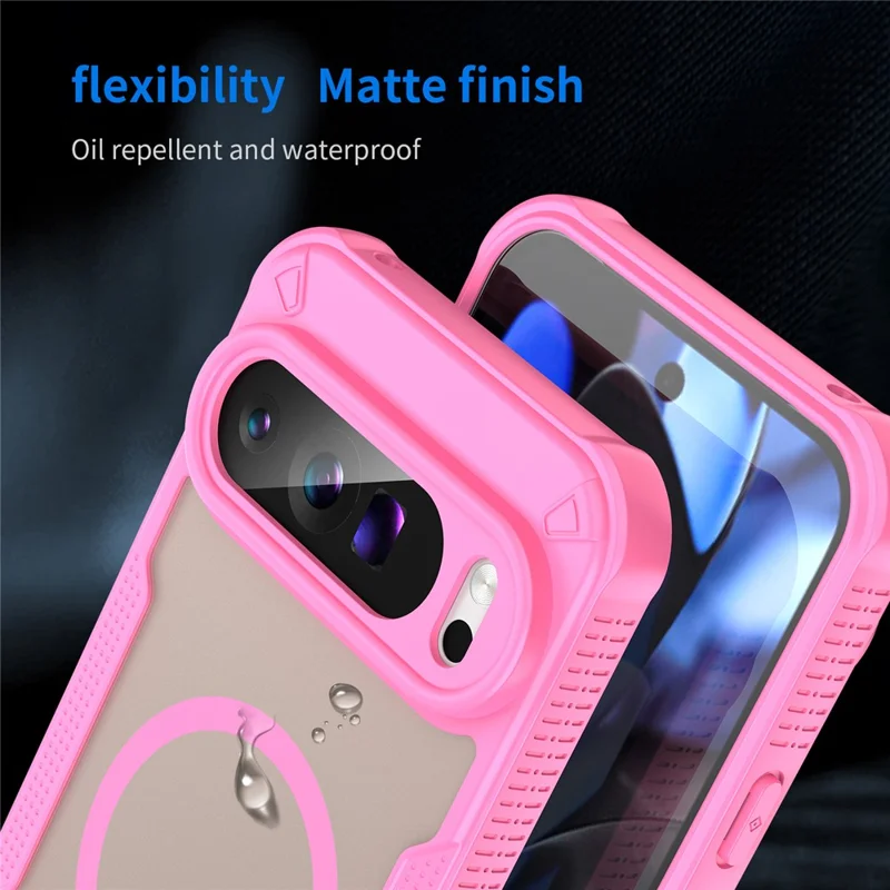 For Google Pixel 9 Pro XL Magnetic Case TPU + PC Phone Back Cover - Pink
