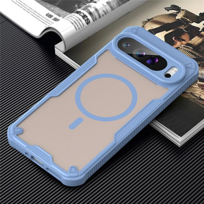 Funda magnética para Google Pixel 9 Pro XL, carcasa trasera de TPU + PC - Azul