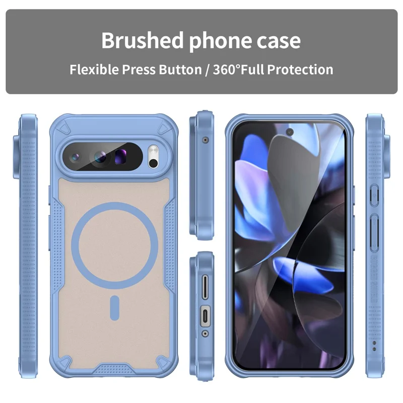 Funda magnética para Google Pixel 9 Pro XL, carcasa trasera de TPU + PC - Azul