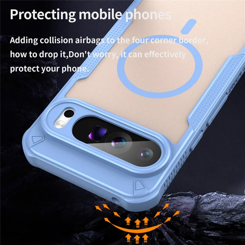 Funda magnética para Google Pixel 9 Pro XL, carcasa trasera de TPU + PC - Azul