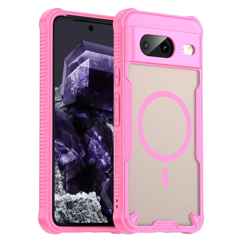 For Google Pixel 8 Magnetic Case TPU + PC Phone Back Cover - Pink
