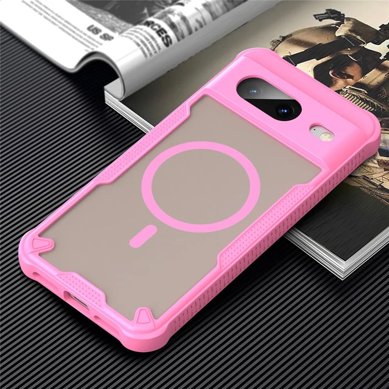 For Google Pixel 8 Magnetic Case TPU + PC Phone Back Cover - Pink