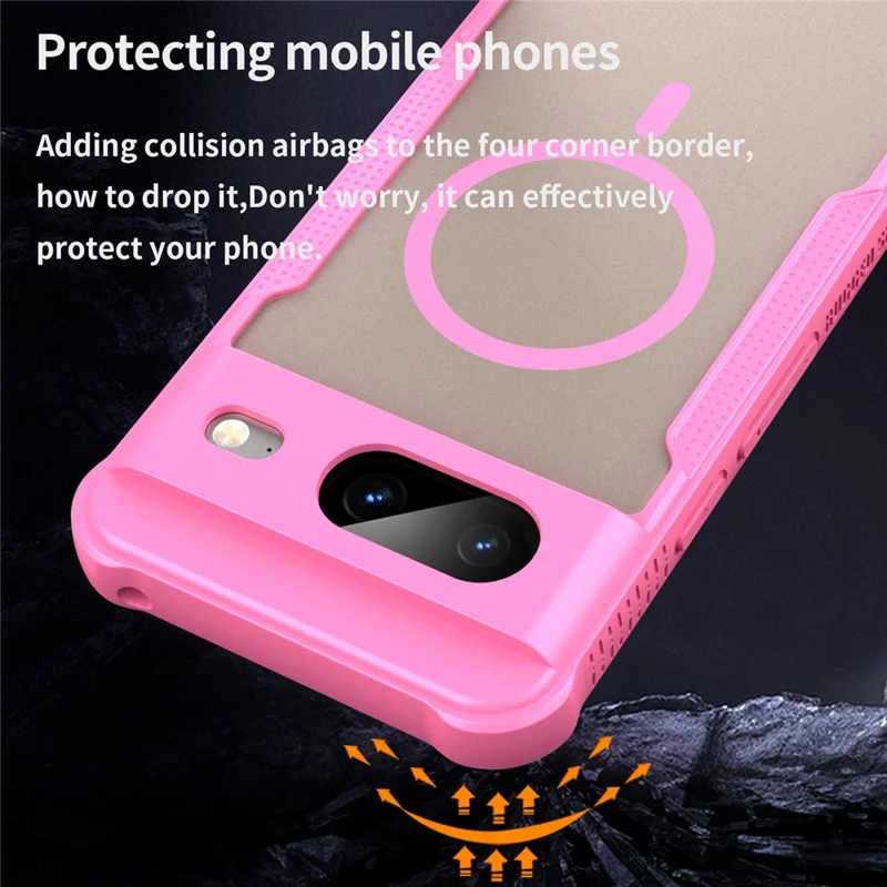 For Google Pixel 8 Magnetic Case TPU + PC Phone Back Cover - Pink
