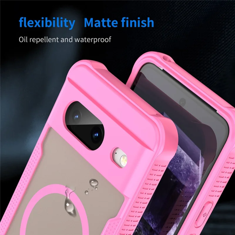 For Google Pixel 8 Magnetic Case TPU + PC Phone Back Cover - Pink