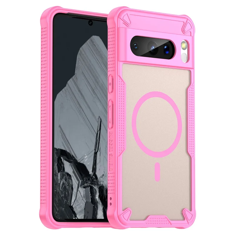 For Google Pixel 8 Pro Magnetic Case TPU + PC Phone Back Cover - Pink