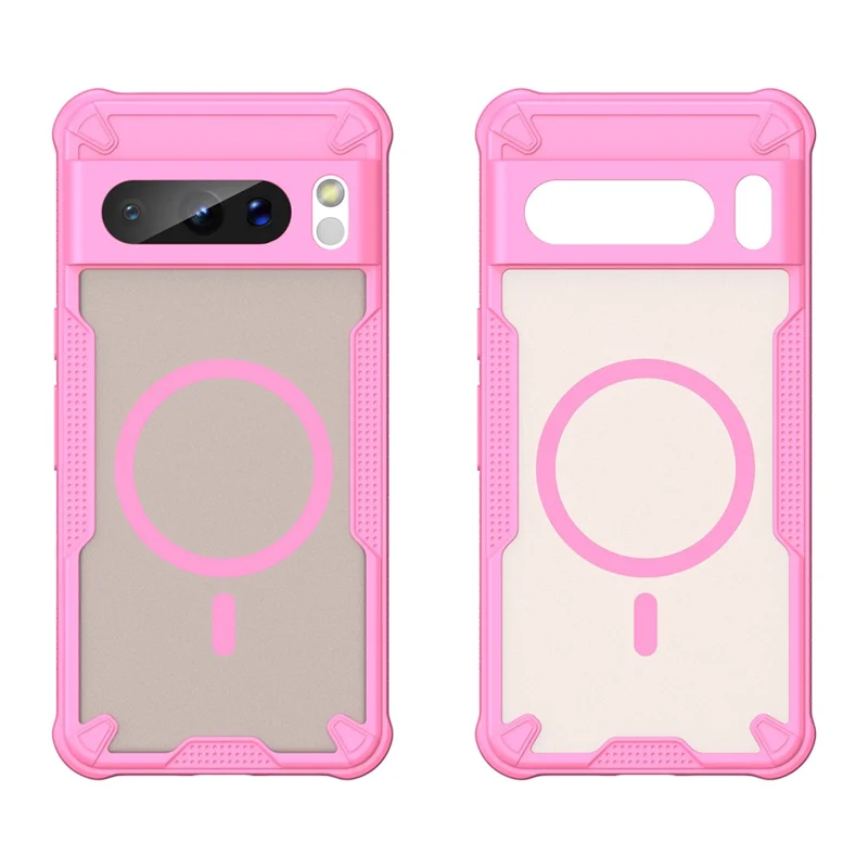 For Google Pixel 8 Pro Magnetic Case TPU + PC Phone Back Cover - Pink