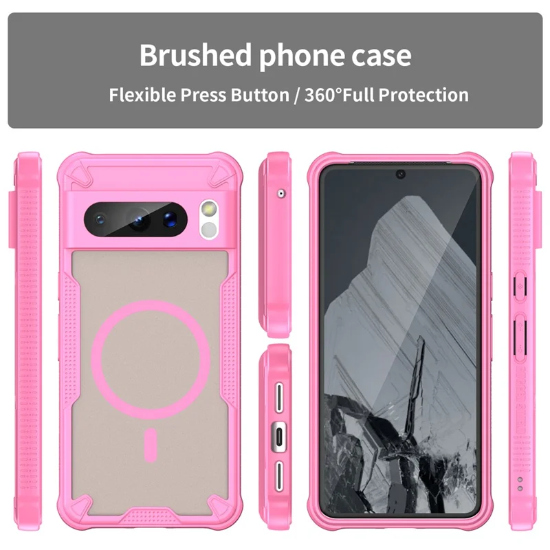 For Google Pixel 8 Pro Magnetic Case TPU + PC Phone Back Cover - Pink