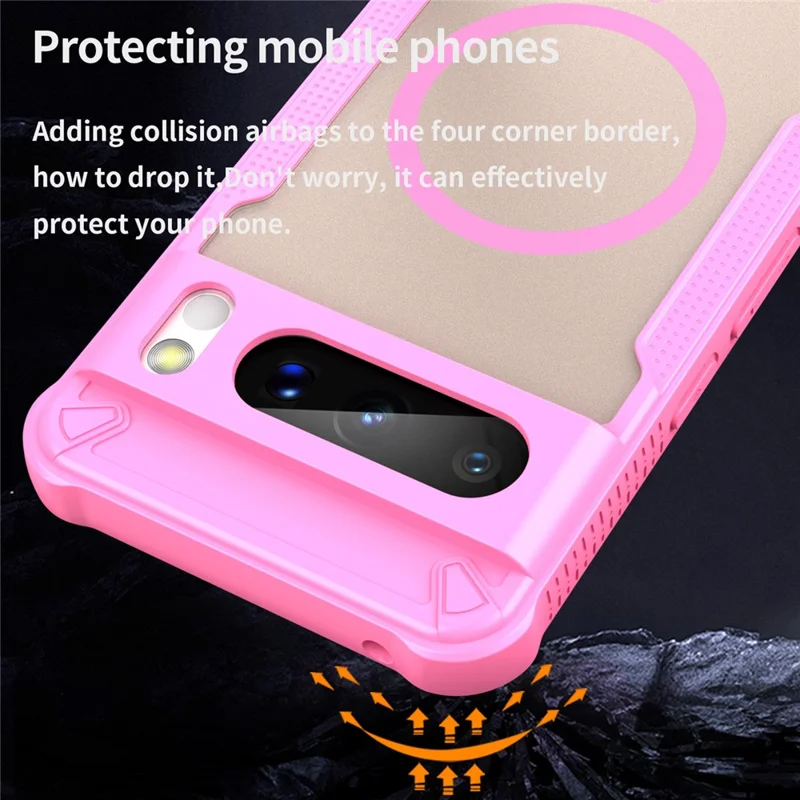 For Google Pixel 8 Pro Magnetic Case TPU + PC Phone Back Cover - Pink