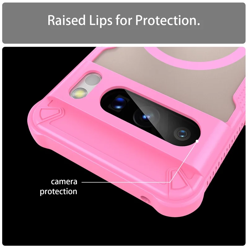 For Google Pixel 8 Pro Magnetic Case TPU + PC Phone Back Cover - Pink