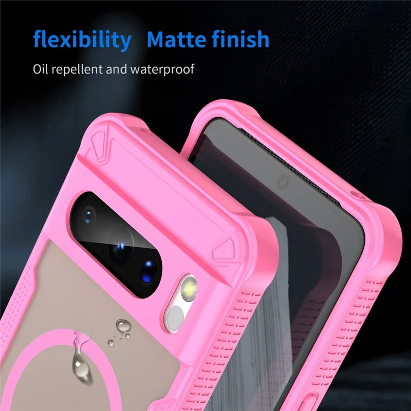 For Google Pixel 8 Pro Magnetic Case TPU + PC Phone Back Cover - Pink