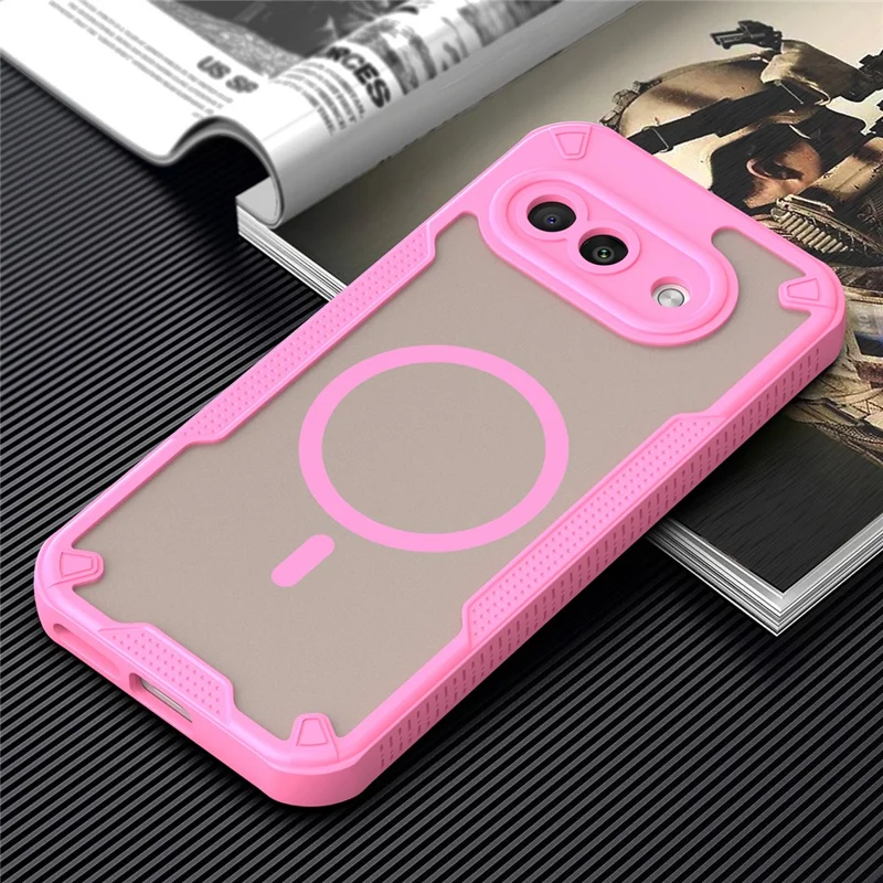For Google Pixel 9a Magnetic Case TPU + PC Phone Back Cover - Pink