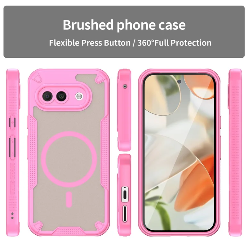 For Google Pixel 9a Magnetic Case TPU + PC Phone Back Cover - Pink