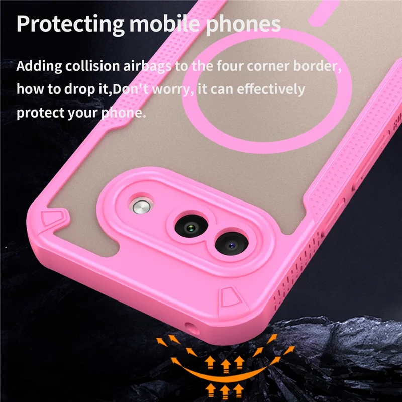 For Google Pixel 9a Magnetic Case TPU + PC Phone Back Cover - Pink