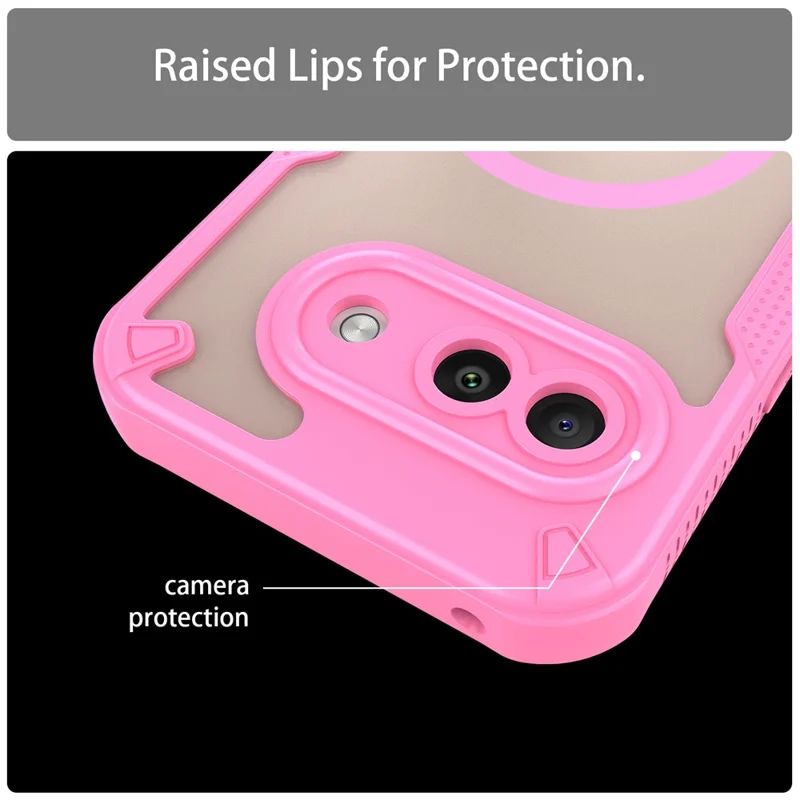 For Google Pixel 9a Magnetic Case TPU + PC Phone Back Cover - Pink