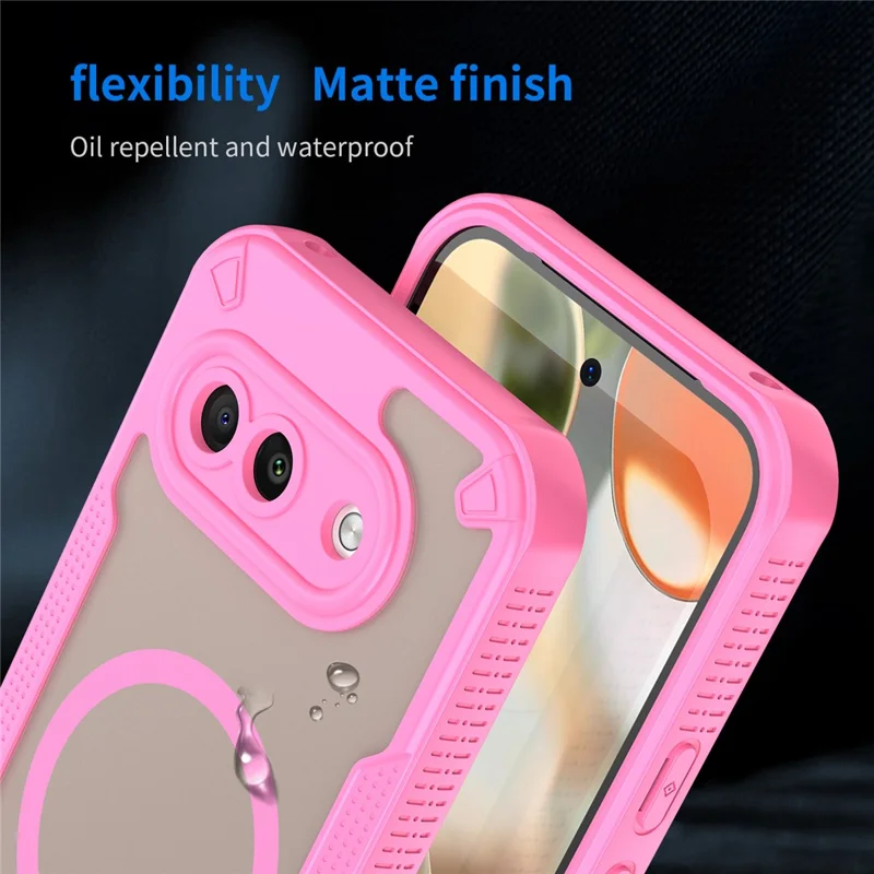 For Google Pixel 9a Magnetic Case TPU + PC Phone Back Cover - Pink