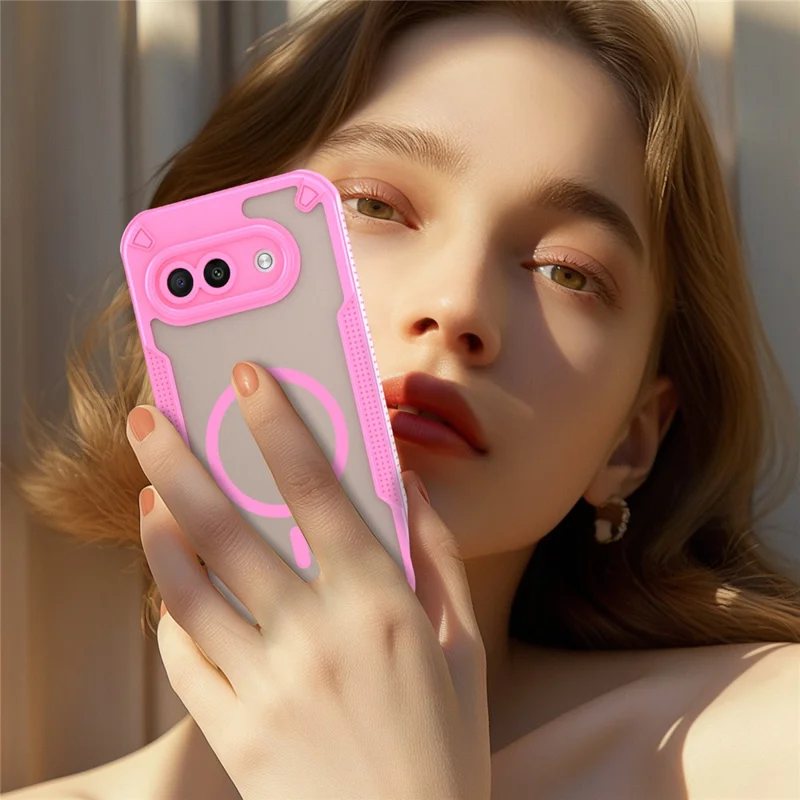 For Google Pixel 9a Magnetic Case TPU + PC Phone Back Cover - Pink