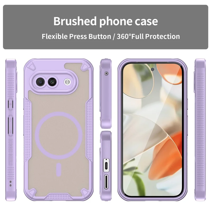 Funda magnética para Google Pixel 9a, funda trasera de teléfono TPU + PC - Morado