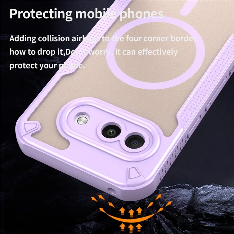 Funda magnética para Google Pixel 9a, funda trasera de teléfono TPU + PC - Morado