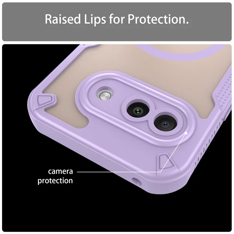 Funda magnética para Google Pixel 9a, funda trasera de teléfono TPU + PC - Morado