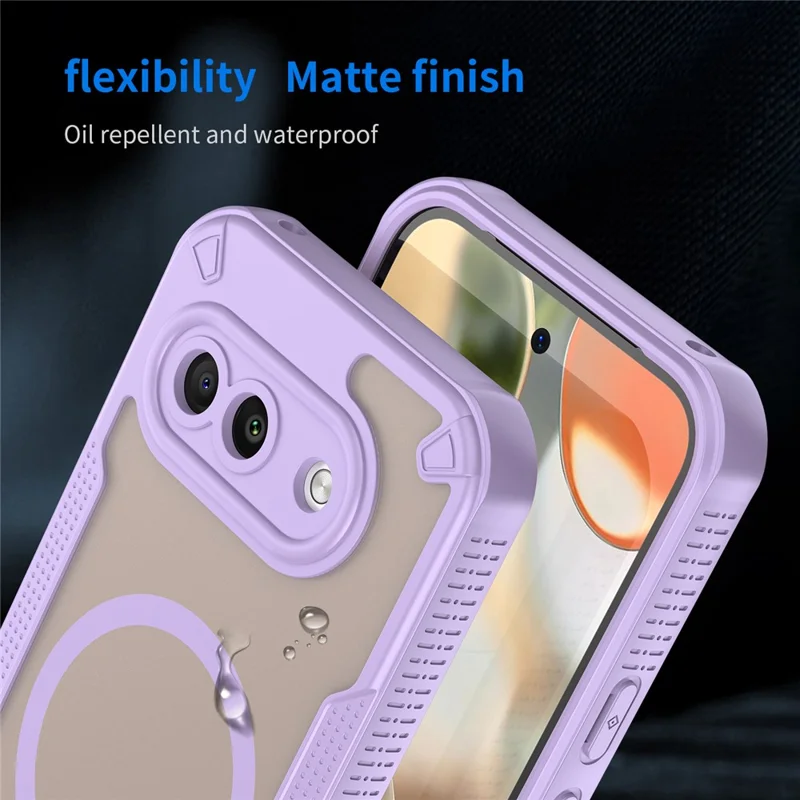 Funda magnética para Google Pixel 9a, funda trasera de teléfono TPU + PC - Morado