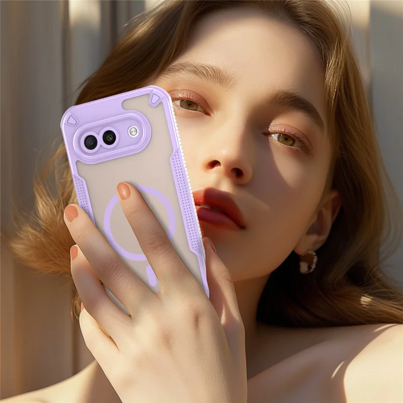 Funda magnética para Google Pixel 9a, funda trasera de teléfono TPU + PC - Morado