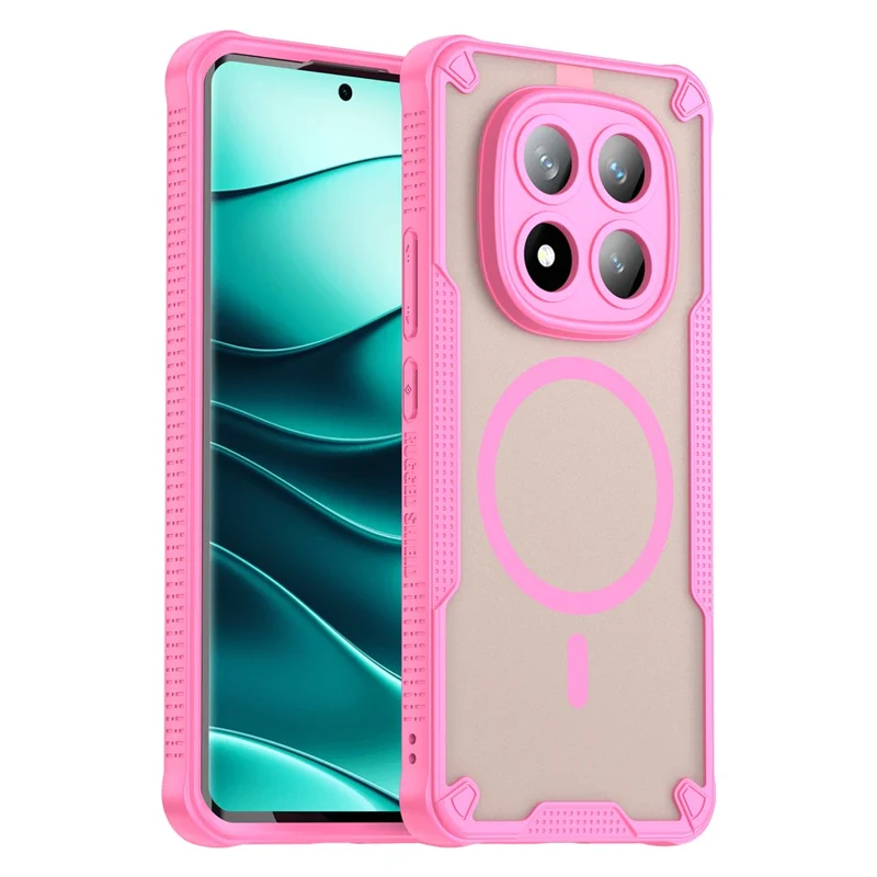 Cover magnetico per Xiaomi Redmi Note 14 Pro 5G / Poco X7 5G, custodia posteriore in TPU + PC - Rosa