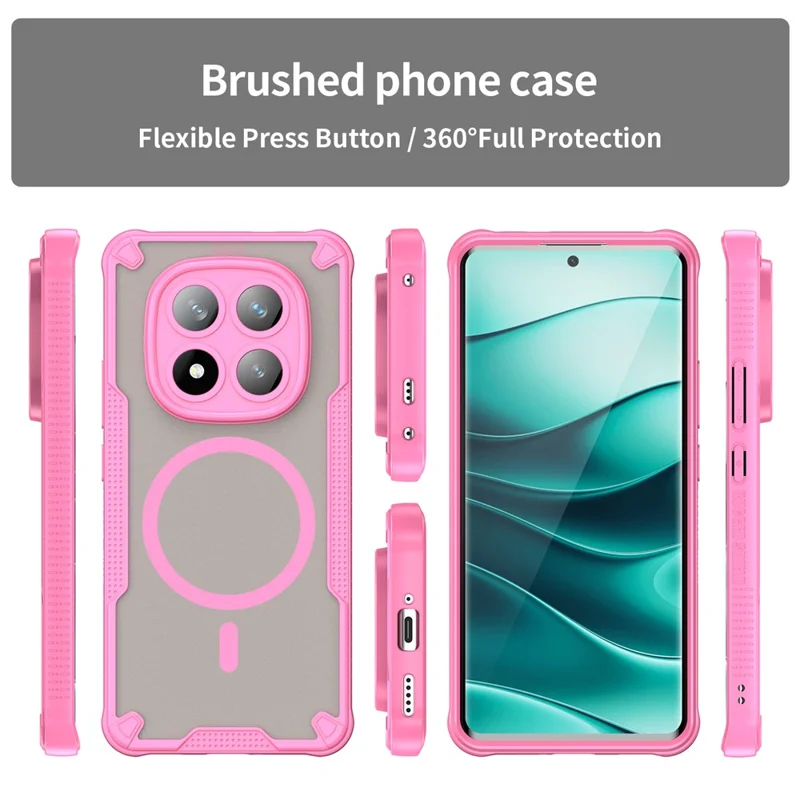 Cover magnetico per Xiaomi Redmi Note 14 Pro 5G / Poco X7 5G, custodia posteriore in TPU + PC - Rosa