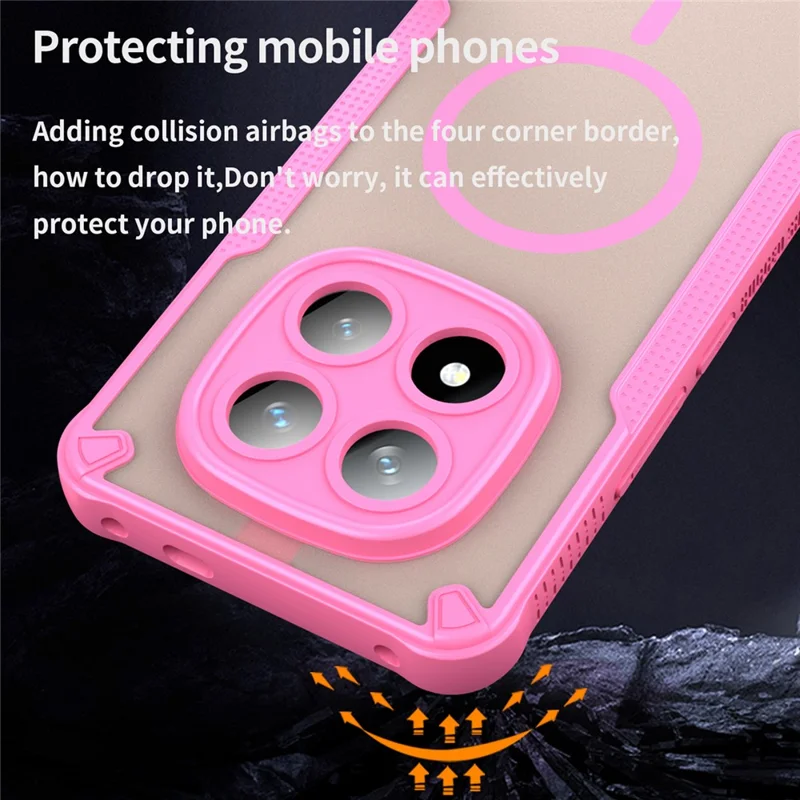 Cover magnetico per Xiaomi Redmi Note 14 Pro 5G / Poco X7 5G, custodia posteriore in TPU + PC - Rosa