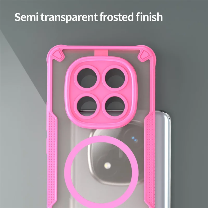 Cover magnetico per Xiaomi Redmi Note 14 Pro 5G / Poco X7 5G, custodia posteriore in TPU + PC - Rosa