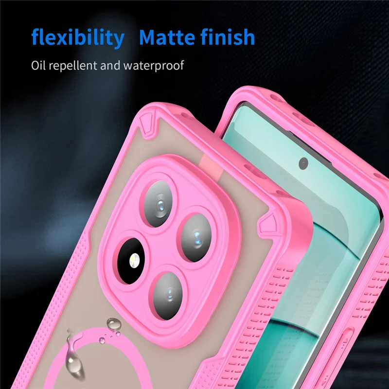 Cover magnetico per Xiaomi Redmi Note 14 Pro 5G / Poco X7 5G, custodia posteriore in TPU + PC - Rosa