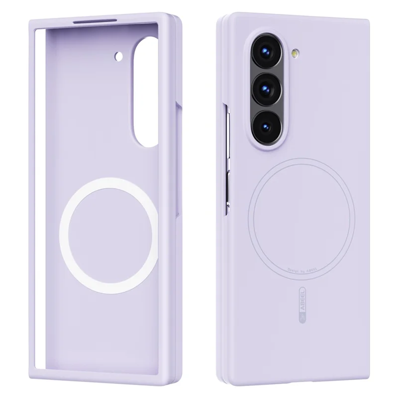 ABEEL For Samsung Galaxy Z Fold6 5G Magnetic Case Skin Touch Liquid Silicone Phone Back Cover - Purple