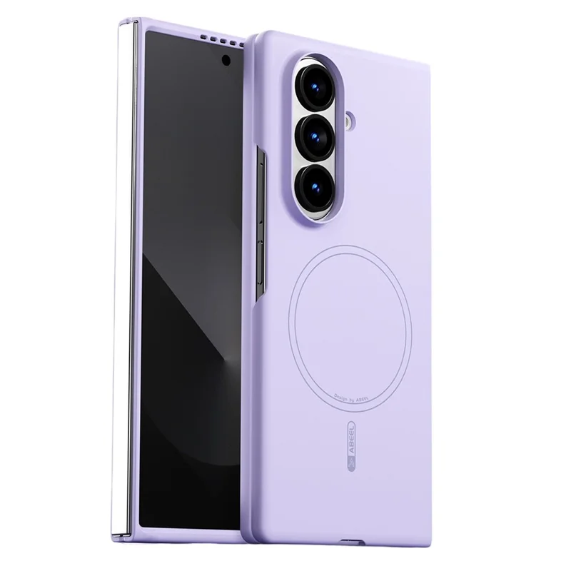 ABEEL For Samsung Galaxy Z Fold7 5G Magnetic Case Skin Touch Liquid Silicone Phone Back Cover - Purple
