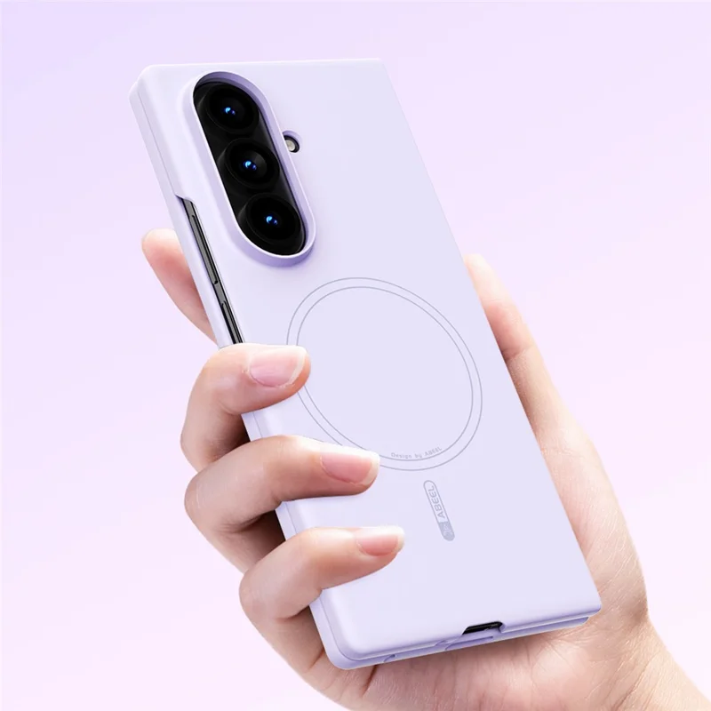 ABEEL For Samsung Galaxy Z Fold7 5G Magnetic Case Skin Touch Liquid Silicone Phone Back Cover - Purple