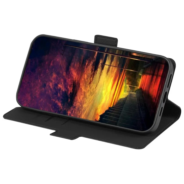 Phone Case for Xiaomi Redmi Note 12 Pro 5G  / Note 12 Pro Speed 5G / Poco X5 Pro 5G, Full Coverage Twill Texture PU Leather Ultra-thin Magnetic Phone Cover Stand Shell with Card Slots - Black