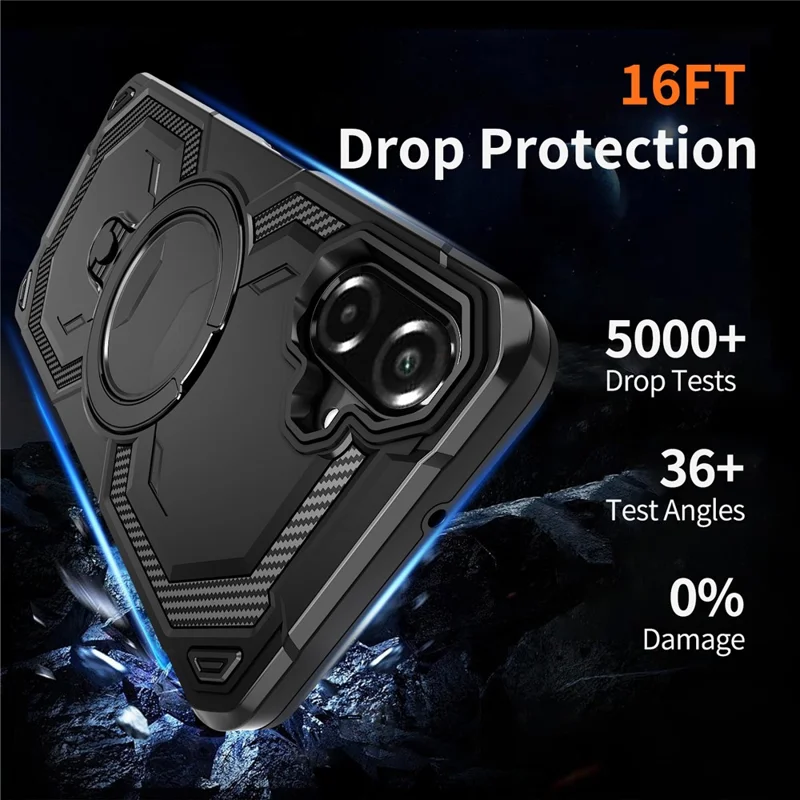 For Samsung Galaxy A07 4G Magnetic Case Ring Kickstand PC + TPU Hybrid Phone Cover - Black