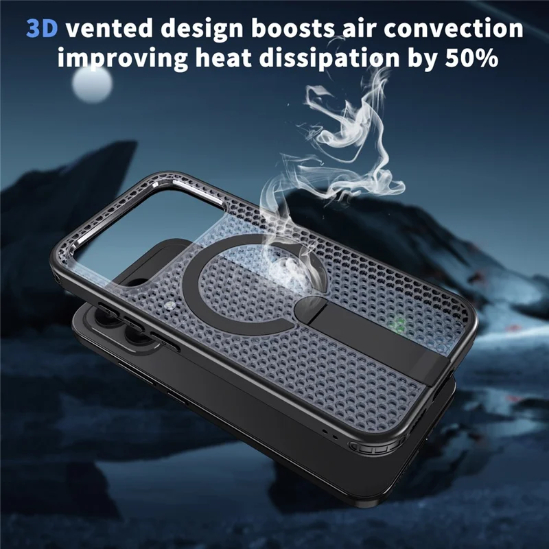 For Xiaomi Poco F8 Pro 5G  /  Redmi K90 5G Magnetic Case Kickstand Grid Texture TPU PC Phone Back Cover - Black