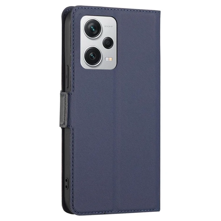 Phone Case for Xiaomi Redmi Note 12 Pro+ 5G Drop Proof Twill Texture PU Leather Ultra-thin Magnetic Phone Cover Stand Shell with Card Slots - Blue