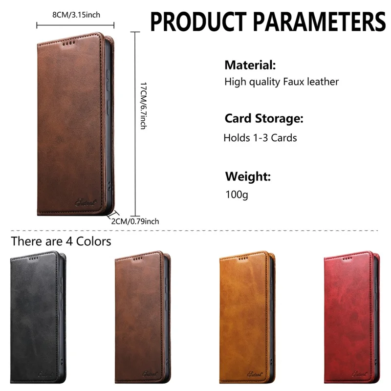 SUTENI for Samsung Galaxy S26 Ultra Calf Texture Leather Case Wallet Magnetic Closure - Brown