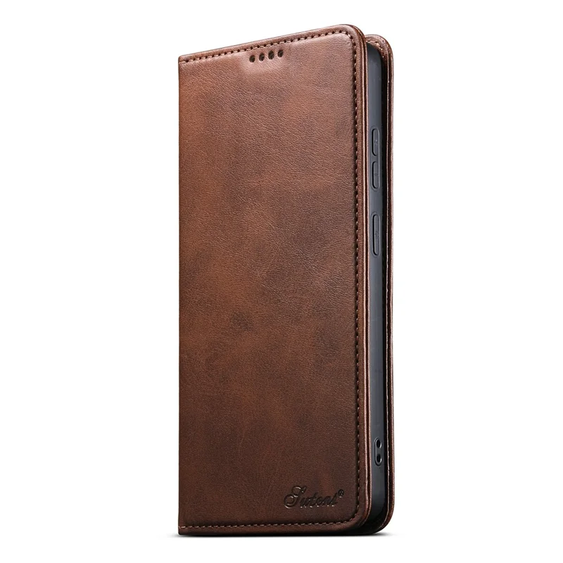 SUTENI for Samsung Galaxy S26 Ultra Calf Texture Leather Case Wallet Magnetic Closure - Brown