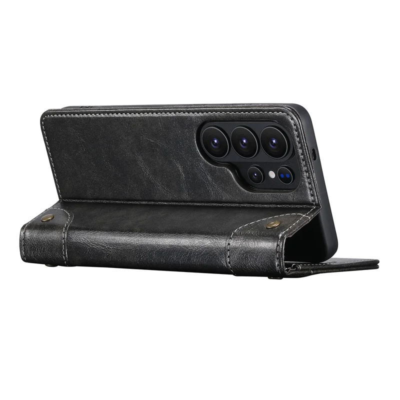 SUTENI For Samsung Galaxy S26 Ultra Case PU Leather Stand Wallet Phone Cover - Black