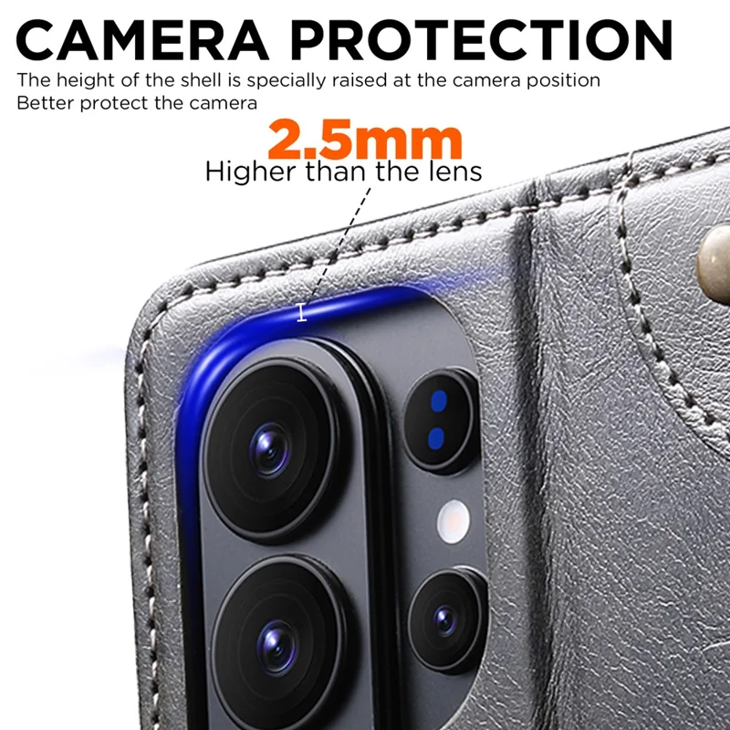 SUTENI For Samsung Galaxy S26 Ultra Case PU Leather Stand Wallet Phone Cover - Black