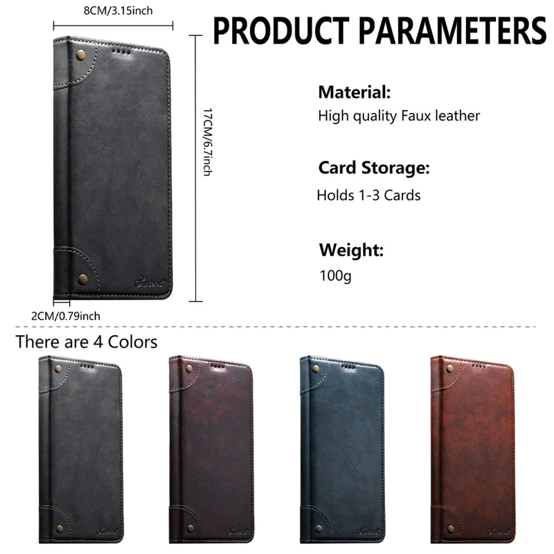 SUTENI For Samsung Galaxy S26 Ultra Case PU Leather Stand Wallet Phone Cover - Black