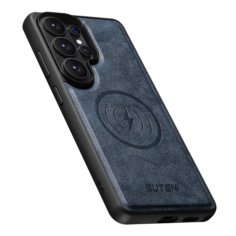 SUTENI G5 For Samsung Galaxy S26 Ultra Magnetic Case Cowhide Texture Leather Back Cover - Blue