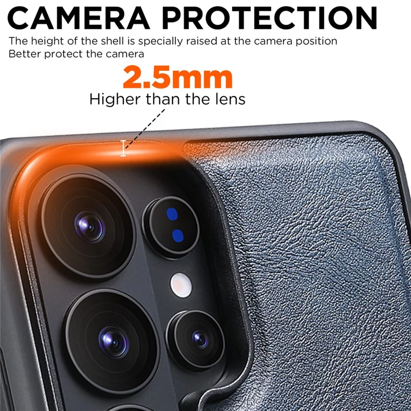 SUTENI G5 For Samsung Galaxy S26 Ultra Magnetic Case Cowhide Texture Leather Back Cover - Blue