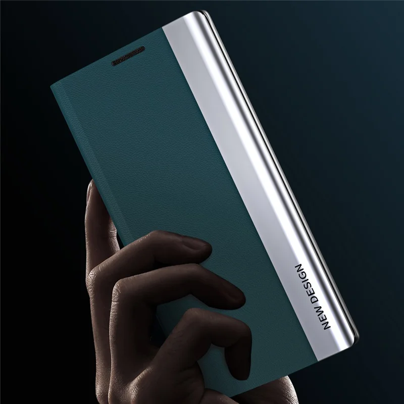 For Samsung Galaxy S26+ Case Anti-Drop Leather Phone Cover with Stand - Green