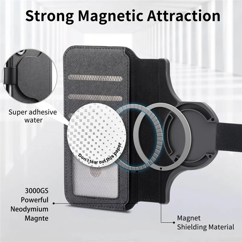 For iPhone 17 Pro Magnetic Case RFID Blocking Detachable Wallet Stand Cloth Texture Leather Phone Cover - Black