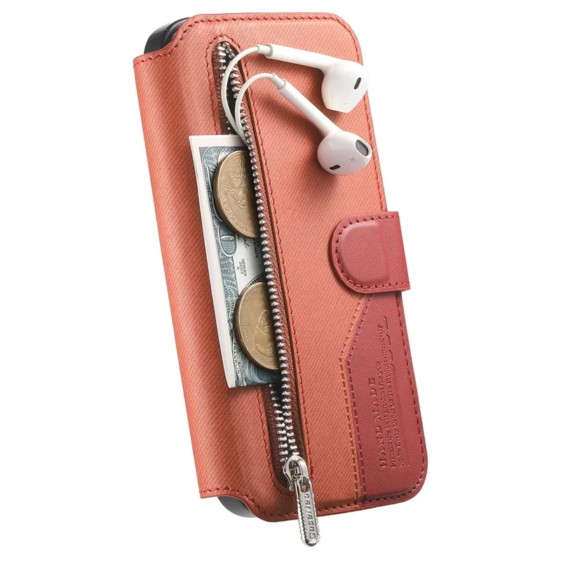 For iPhone 16 Magnetic Case RFID Blocking Detachable Wallet Stand Cloth Texture Leather Phone Cover - Brown